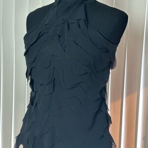 Samuel Dong Elegant Black Ruffle Top